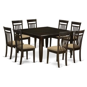 Pemberly Row 9-Piece Dining Set with Cushion Chairs in Cappuccino Finish