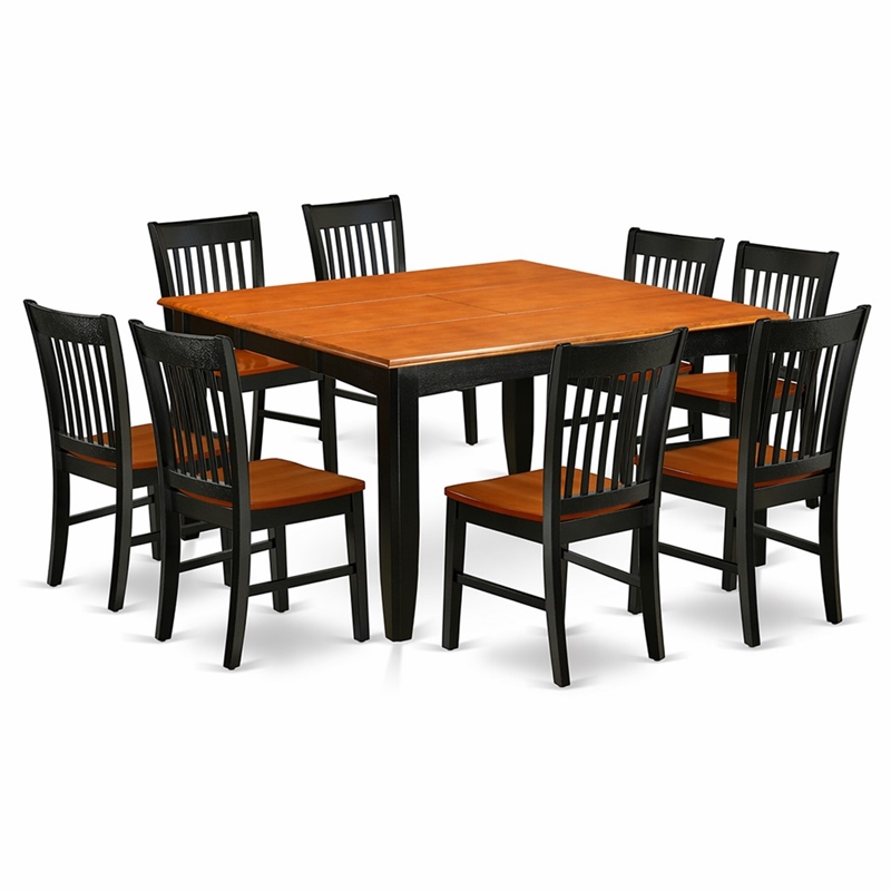 Pemberly Row 9-Piece Square Dinette Set in Black and Cherry Finish