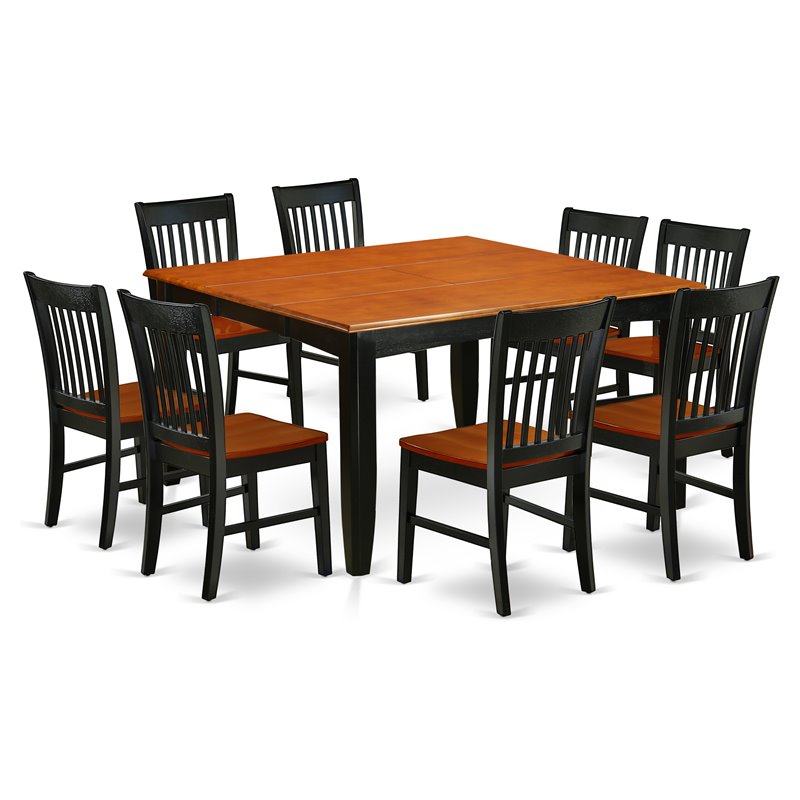 Pemberly Row 9-Piece Square Dinette Set in Black and Cherry Finish