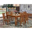 Pemberly Row 7-Piece Dining Set Fabric Chairs in Saddle Brown