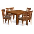 Pemberly Row 7-Piece Dining Set Fabric Chairs in Saddle Brown