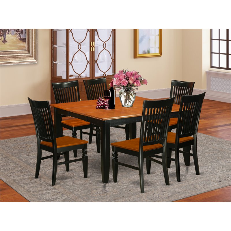 Pemberly Row 7-Piece Wood Kitchen Set in Black & Cherry