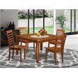 Pemberly Row 5-Piece Dining Table Set in Wood Saddle Brown Finish