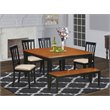 Pemberly Row 6-Piece Wood Dining Set with Bench in Black/Cherry