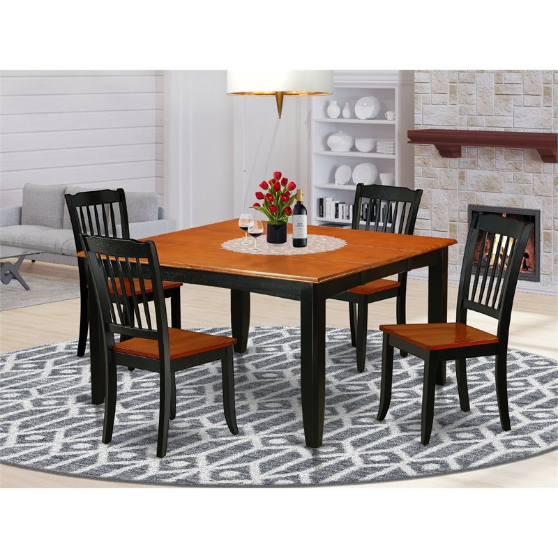 Pemberly Row 5-Piece Wood Dining Table Set in Black and Cherry Finish