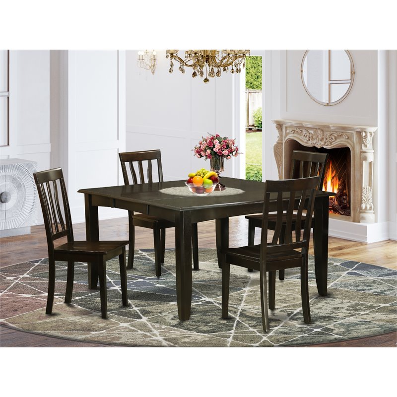 Pemberly Row 5-Piece Wood Dining Room Set in Cappuccino Finish