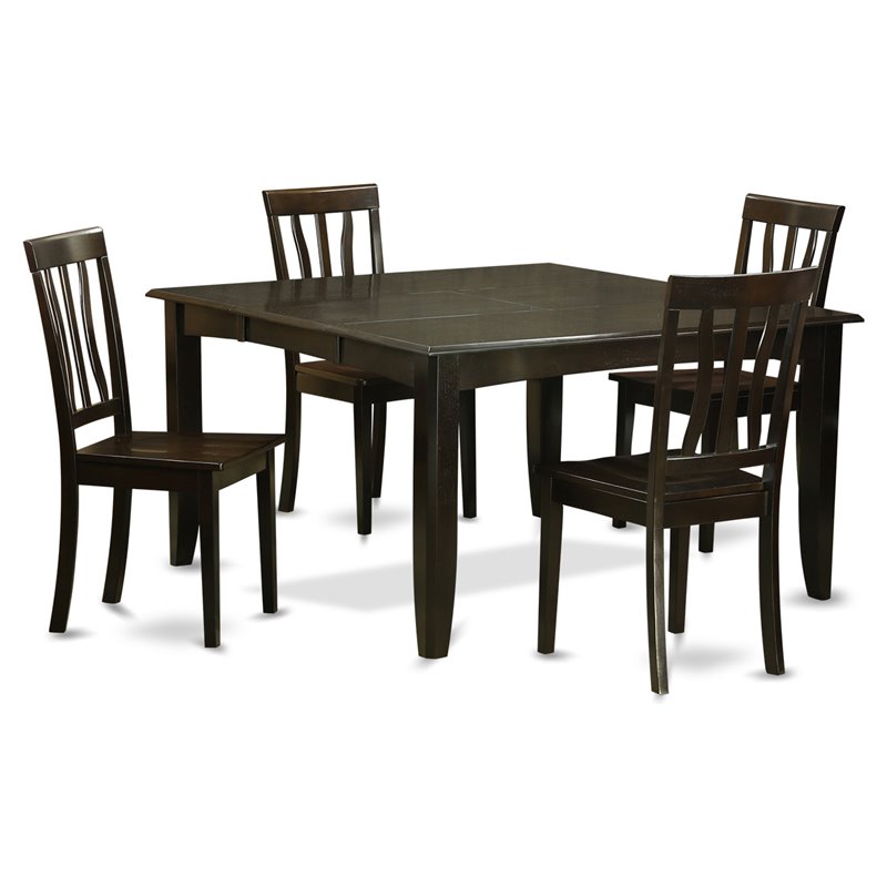 Pemberly Row 5-Piece Wood Dining Room Set in Cappuccino Finish