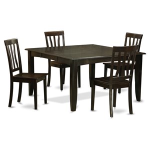 Pemberly Row 5-Piece Wood Dining Room Set in Cappuccino Finish