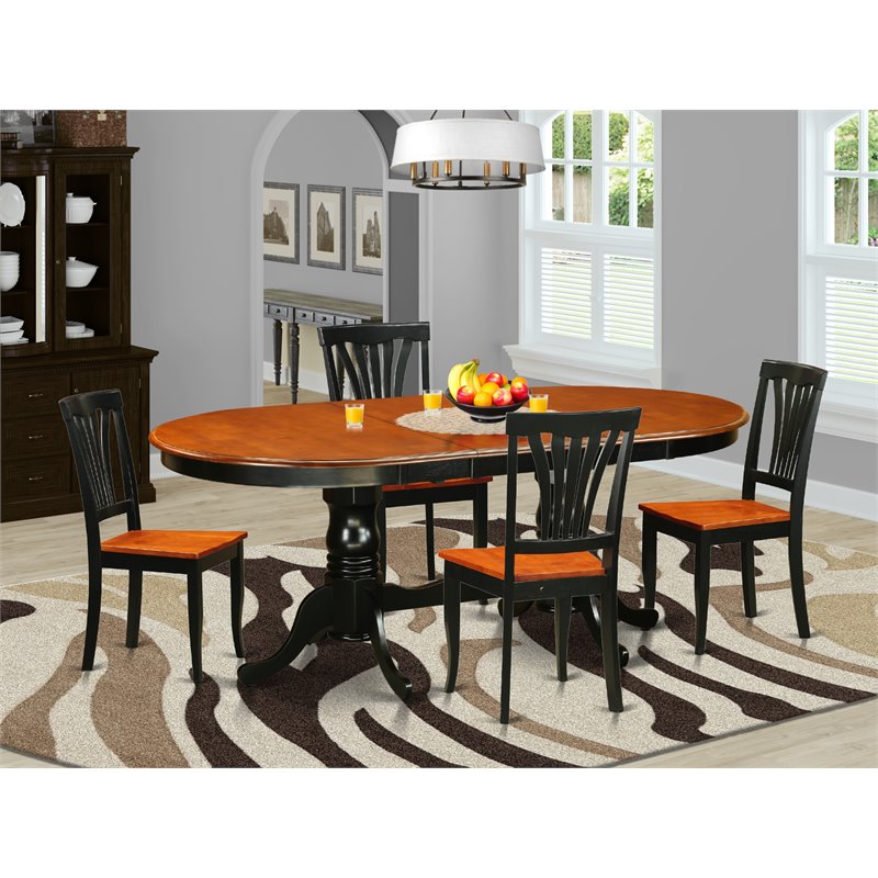 Pemberly Row 5-Piece Dining Table Set with Expansion Leaf in Black/Cherry
