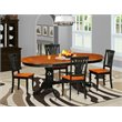 Pemberly Row 5-Piece Dining Table Set with Expansion Leaf in Black/Cherry