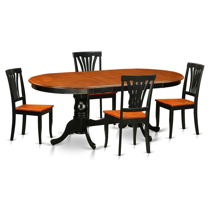 Pemberly Row 5-Piece Dining Table Set with Expansion Leaf in Black/Cherry