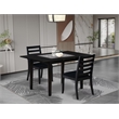 Pemberly Row 3-Piece Kitchen Dining Set Black Wood Fabric Seats