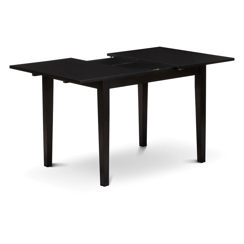 Pemberly Row 5-Piece Dining Set Rubberwood Black Linen Seats Modern Design