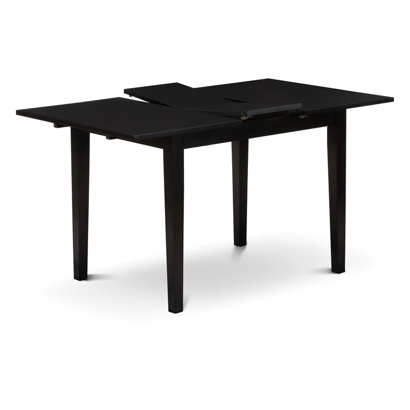 Pemberly Row 5-Piece Dining Set Rubberwood Black Linen Seats Modern Design