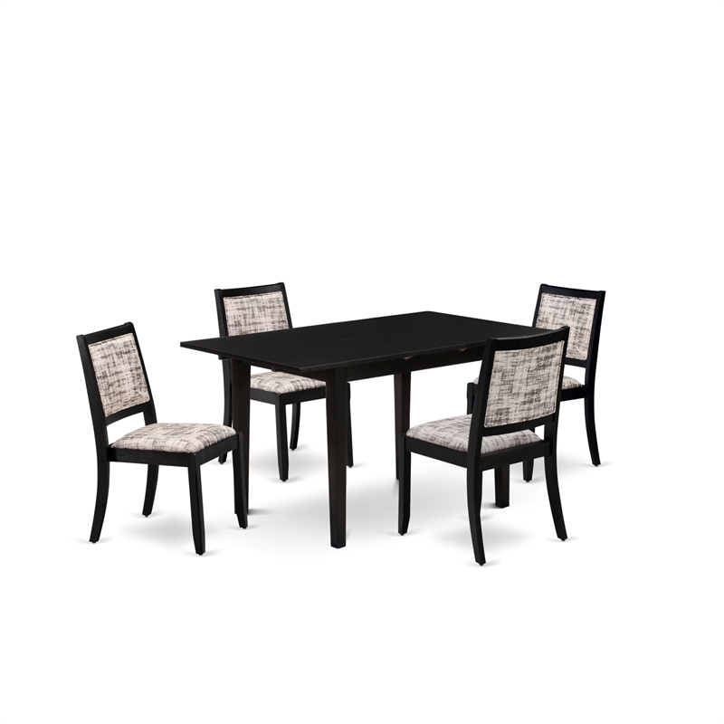 Pemberly Row 5-Piece Rubberwood Dining Set Faux Leather Black Finish