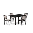 Pemberly Row 5-Piece Rubberwood Dining Set Faux Leather Black Finish