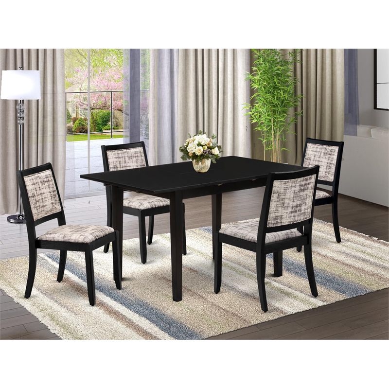 Pemberly Row 5-Piece Rubberwood Dining Set Faux Leather Black Finish