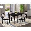 Pemberly Row 5-Piece Rubberwood Dining Set Faux Leather Black Finish