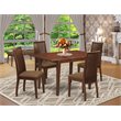 Pemberly Row 5-Piece Dining Table Set in Mahogany Finish with Linen Chairs