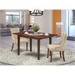 Pemberly Row 3-Piece Dining Set in Mahogany and Doeskin Upholstery