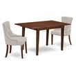 Pemberly Row 3-Piece Dining Set in Mahogany and Doeskin Upholstery