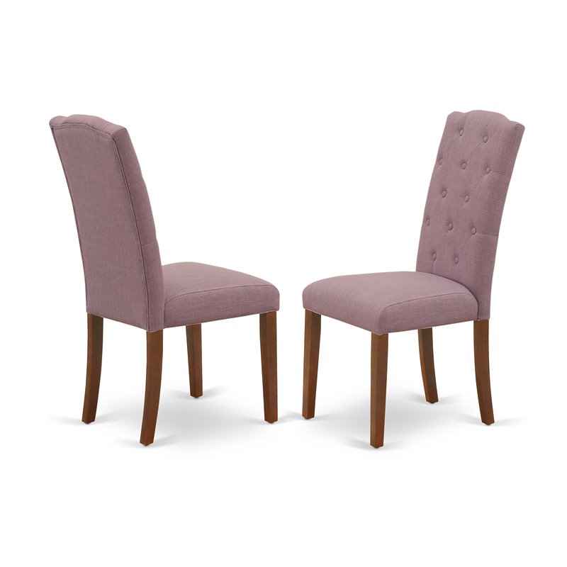 Pemberly Row 3-Piece Wood Dining Set with Mahogany Finish and Linen Upholstery