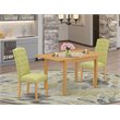 Pemberly Row 3-Piece Wood Dining Set with Oak Finish and Linen Upholstery