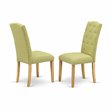 Pemberly Row 3-Piece Wood Dining Set with Oak Finish and Linen Upholstery