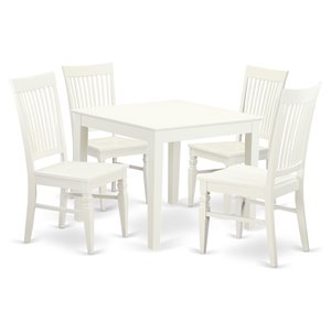 Pemberly Row 5-Piece Wood Dining Set in Linen White Finish