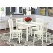 Pemberly Row 5-Piece Wood Dining Set with Slatted Chairs in Linen White