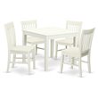 Pemberly Row 5-Piece Wood Dining Set with Slatted Chairs in Linen White