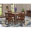 Pemberly Row 5-Piece Square Dining Set in Mahogany Wood Finish