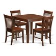Pemberly Row 5-Piece Square Dining Set in Mahogany Wood Finish