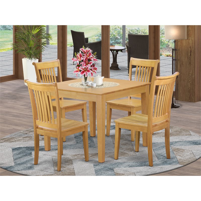 Pemberly Row 5-Piece Solid Wood Table with Oak Dining Chairs