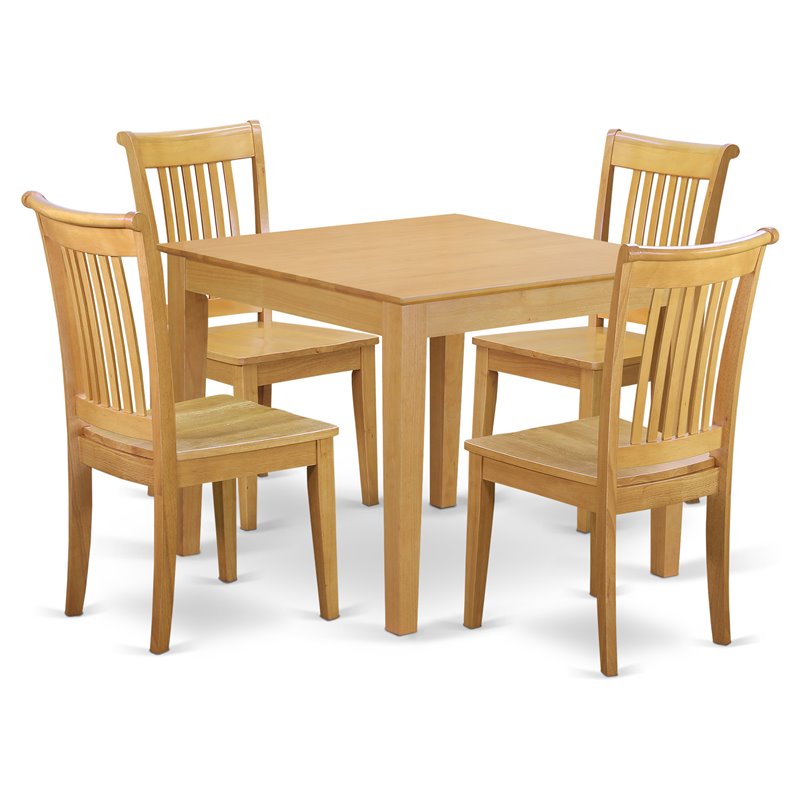 Pemberly Row 5-Piece Solid Wood Table with Oak Dining Chairs