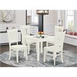 Pemberly Row 5-Piece Linen White Dining Room Table with Wooden Chairs