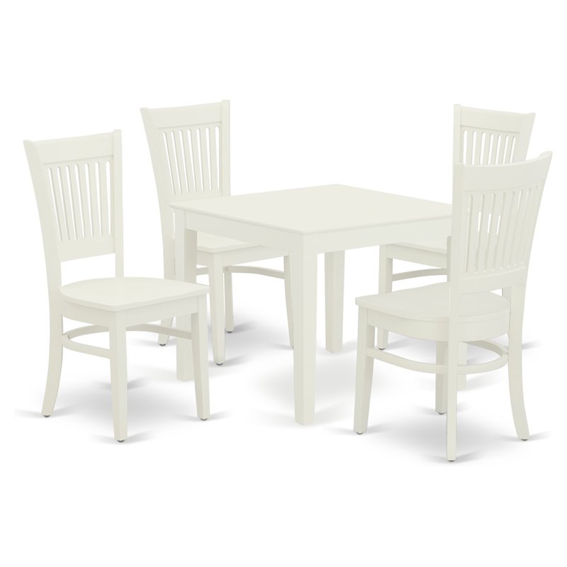 Pemberly Row 5-Piece Linen White Dining Room Table with Wooden Chairs
