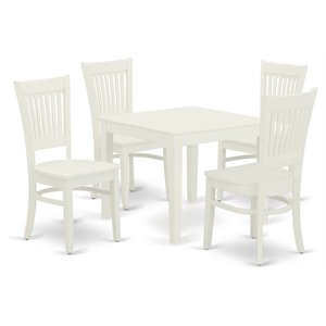 Pemberly Row 5-Piece Linen White Dining Room Table with Wooden Chairs