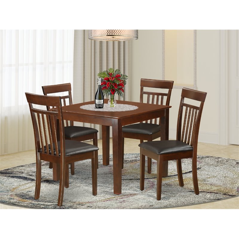 Pemberly Row 5-Piece Wood Kitchen Dining Set in Mahogany Finish