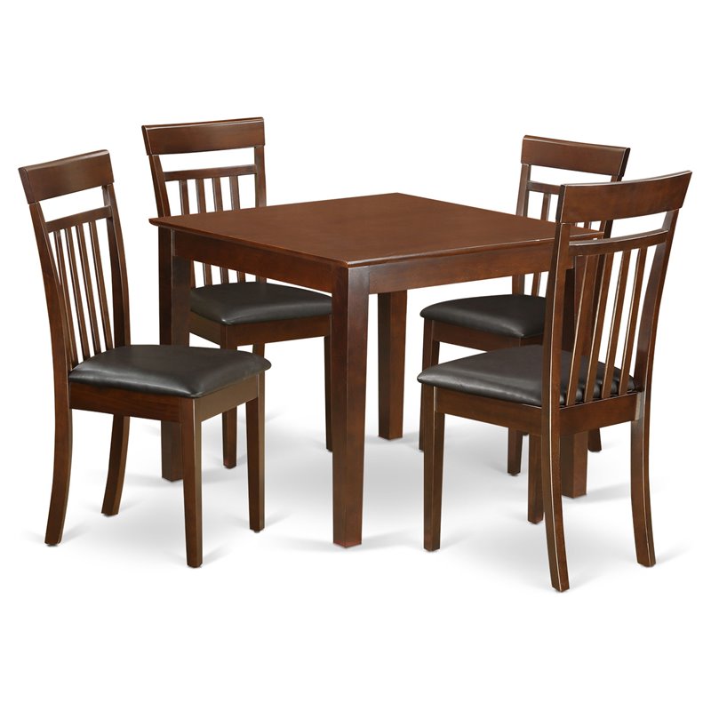 Pemberly Row 5-Piece Wood Kitchen Dining Set in Mahogany Finish