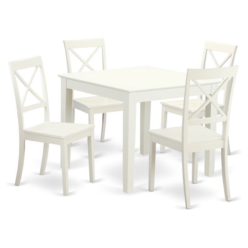 Pemberly Row 5-Piece Wooden Dining Set in Linen White Finish