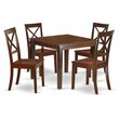 Pemberly Row 5-Piece Mahogany Finish Dining Set with X-Back Chairs
