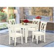 Pemberly Row 5-Piece Dining Set with Fabric Seats in Linen White Finish