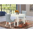Pemberly Row 3-Piece Wood Dining Table Set in Linen White and Baby Blue