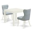 Pemberly Row 3-Piece Wood Dining Table Set in Linen White and Baby Blue