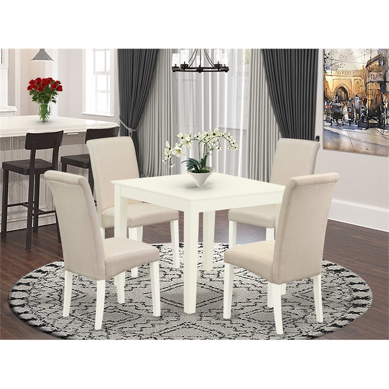 Pemberly Row 5-Piece Wood Dining Set in Linen White and Cream Finish