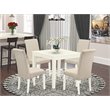 Pemberly Row 5-Piece Wood Dining Set in Linen White and Cream Finish