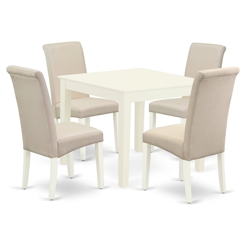Pemberly Row 5-Piece Wood Dining Set in Linen White and Cream Finish
