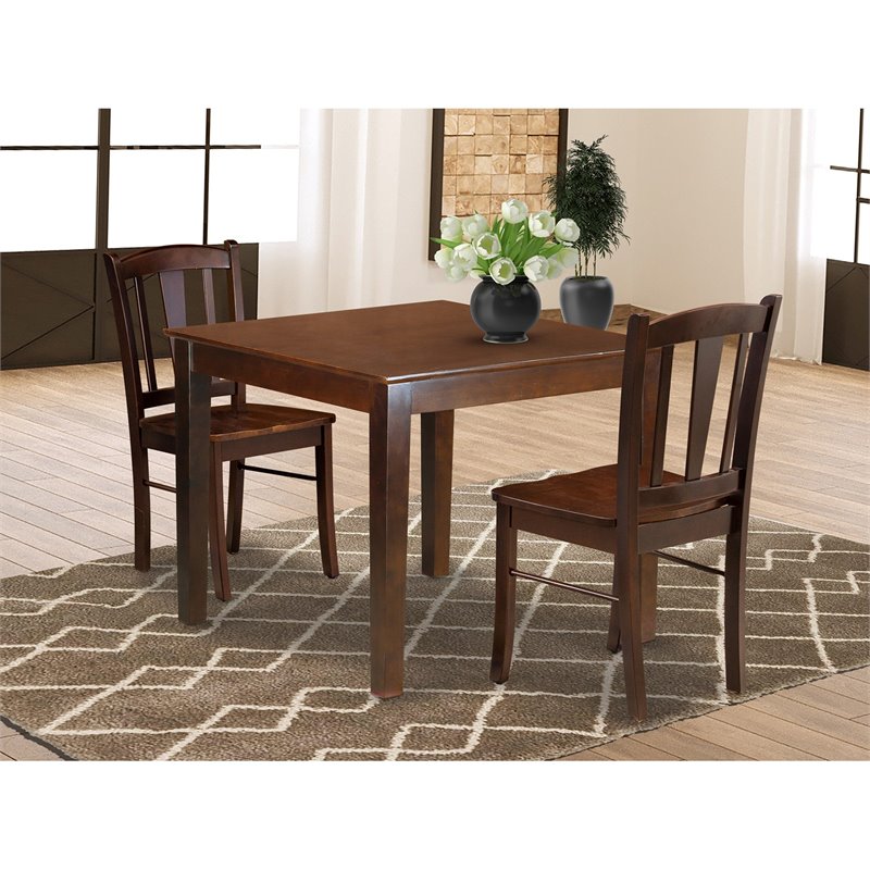 Pemberly Row 3-Piece Solid Wooden Dining Set in Mahogany Finish