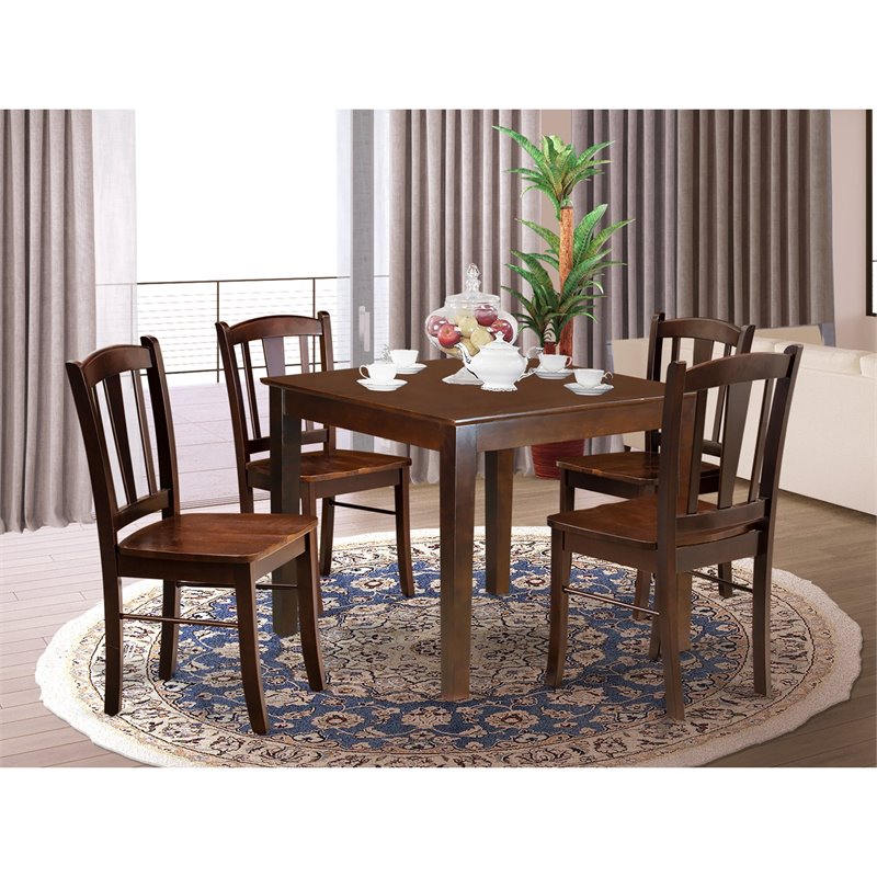 Pemberly Row 5-Piece Solid Wooden Dining Set in Mahogany Finish